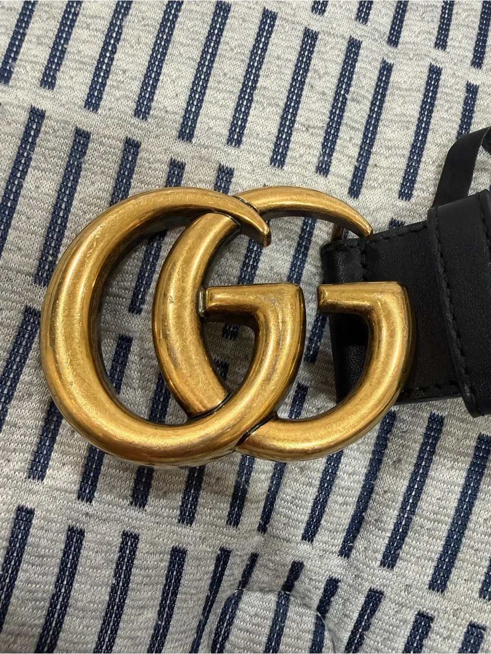 Gucci Black Leather Belt with Gold Interlocking GG Buckle